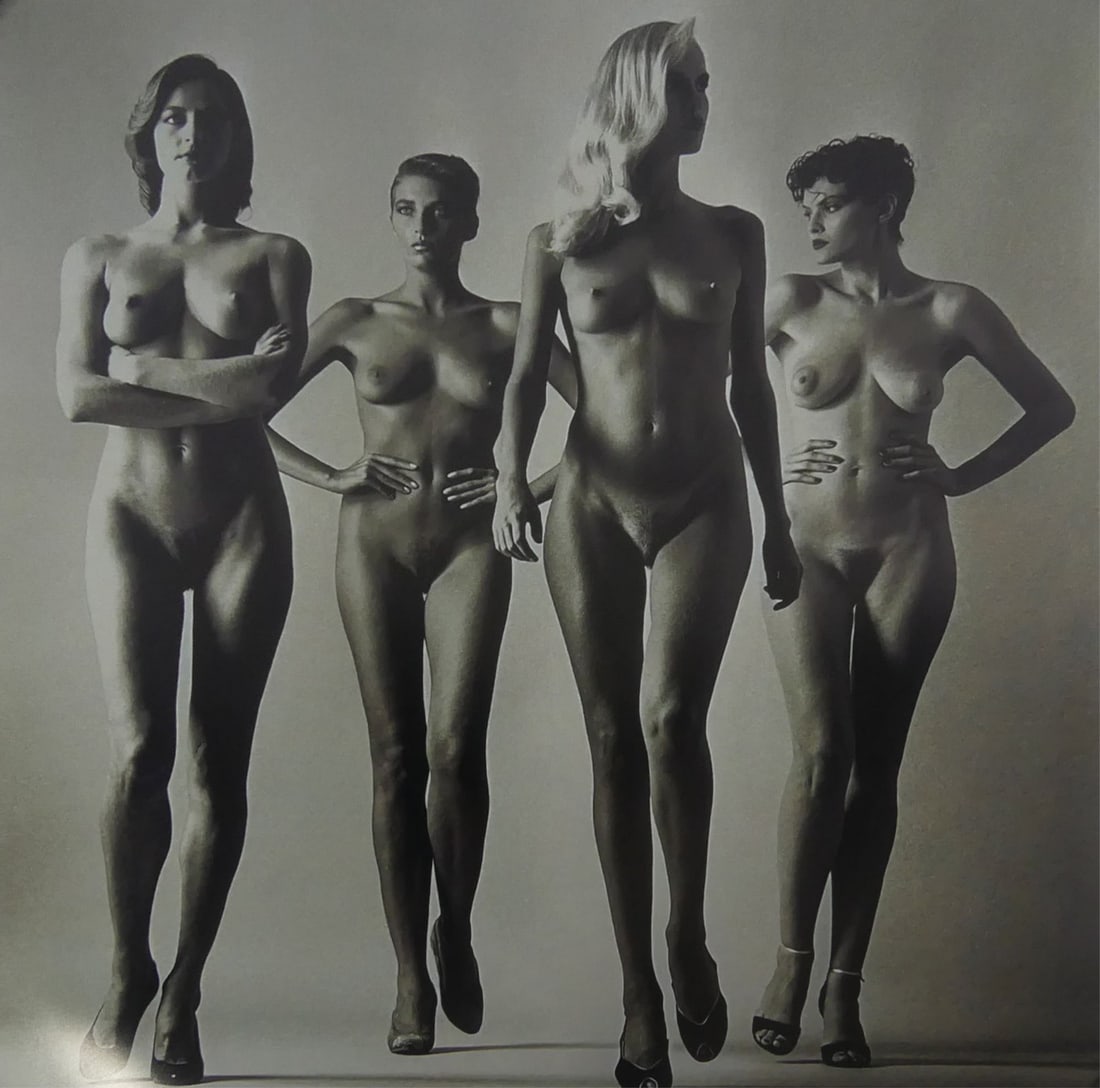 HELMUT NEWTON 'SIE KOMMEN, NAKED' PHOTO-LITHO: Helmit Newton 'Sie Kommen, Naked' French Vogue, Paris photo-litho. Measures 22 1/2" x 22".