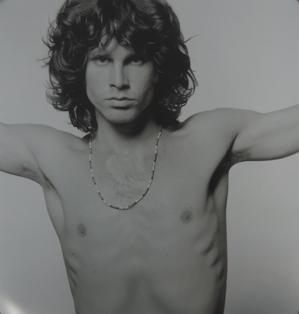 JOEL BRODSKY 'JIM MORRISON, THE DOORS, NEW YORK': Joel Brodsky 'Jim Morrison, The Doors, The American Poet, New York City, 1967' photo litho. Printed later. Sheet measures 19 7/8" x 18 1/2".