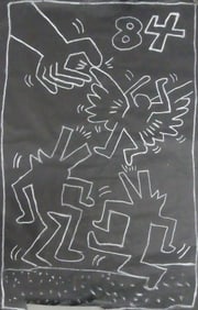 KEITH HARING SUBWAY SERIES CHALK DRAWING ON PAPER