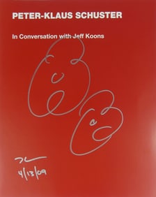 JEFF KOONS MARKER DRAWING ON BOOK PAGE