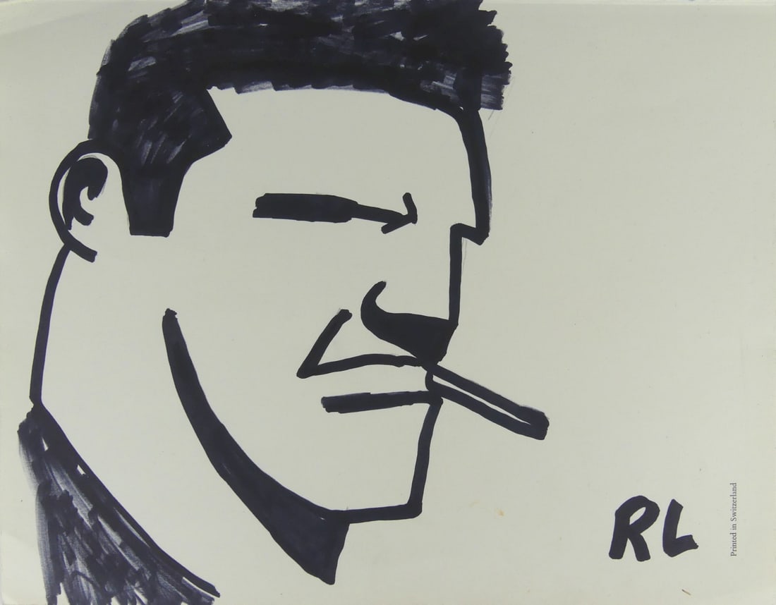 INK DRAWING ON PAPER 'MAN WITH CIGARETTE' (1 of 8)