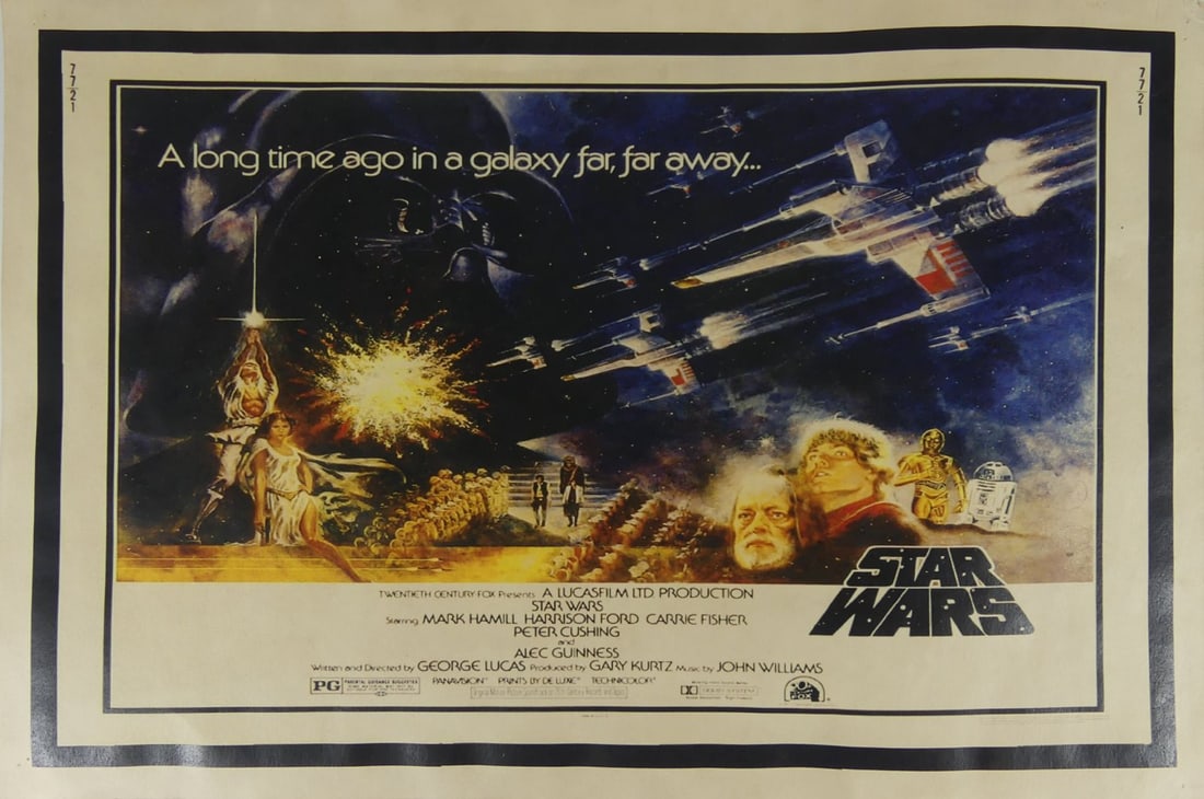 STAR WARS MOVIE POSTER / LOBBY CARD: Star Wars (1977) movie poster / lobby card. Printed later. Sheet measures 17 3/4" x 11 7/8".