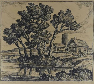 BIRGER SANDZEN 'KANSAS FARM' LITHOGRAPH