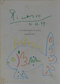 PICASSO 'FISH' DRAWING ON BOOK PAGE