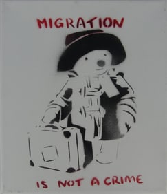 BANKSY 'MIGRATION' STENCIL ON CANVAS