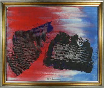 HANS HARTUNG (AFTER) ACRYLIC PAINTING ON BOARD