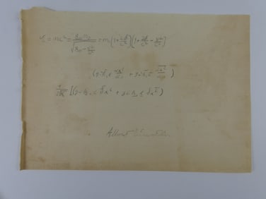ALBERT EINSTEIN HAND SIGNED EQUATION