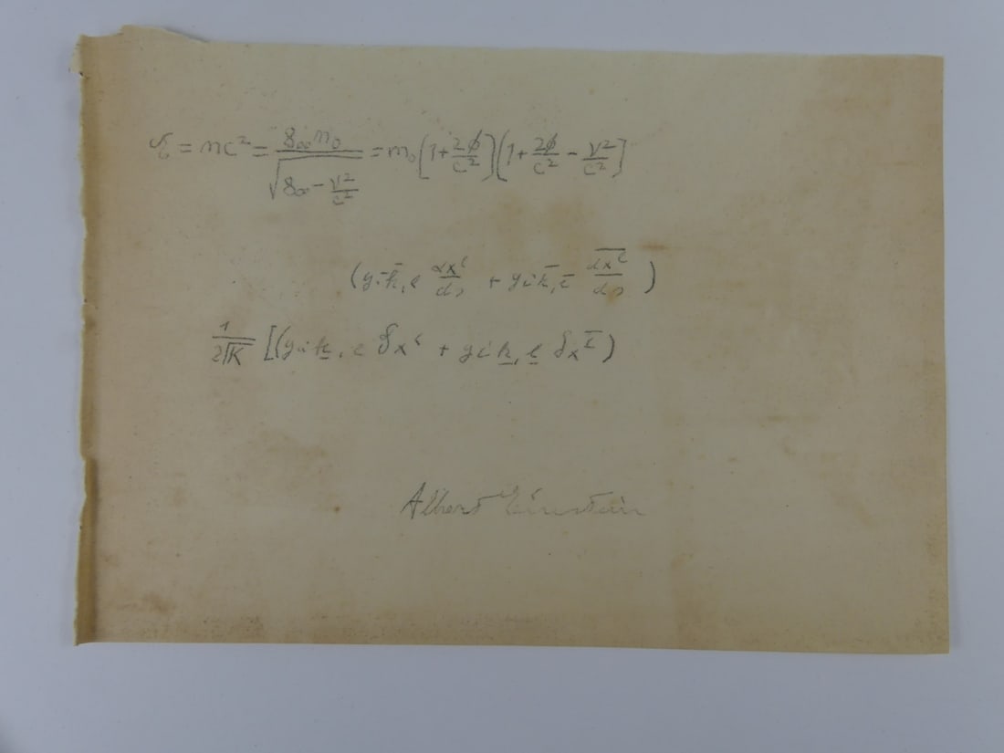 ALBERT EINSTEIN HAND SIGNED EQUATION (1 of 4)