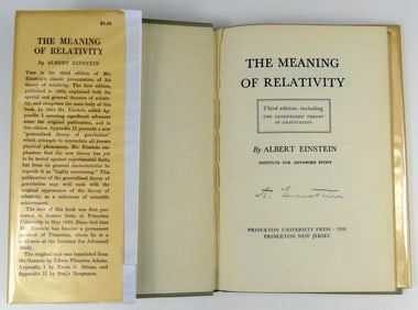 EINSTEIN 'MEANING OF RELATIVITY' AUTOGRAPHED BOOK