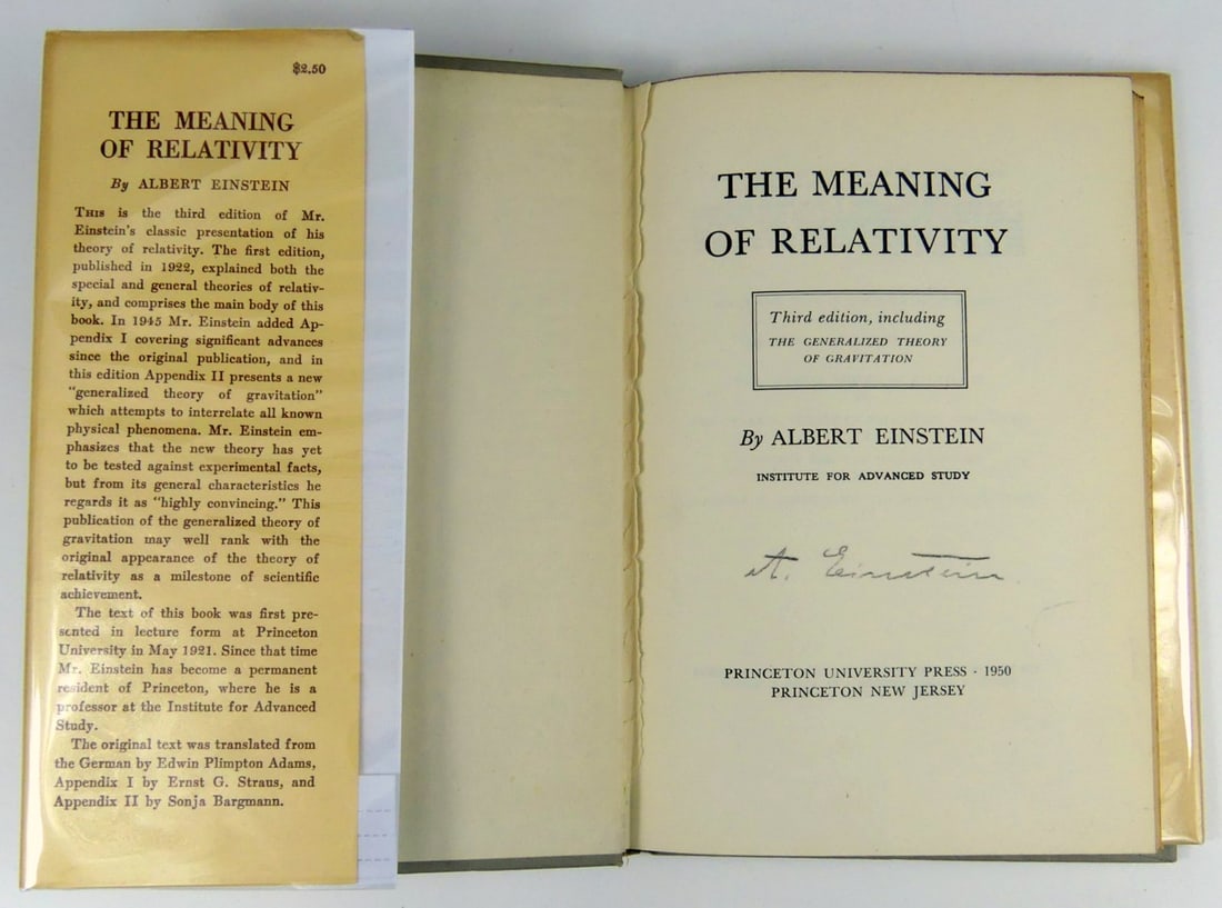 EINSTEIN 'MEANING OF RELATIVITY' AUTOGRAPHED BOOK (1 of 6)