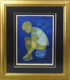 LOUIS TOFFOLI 'JEUNE FILLE ASSISE' LITHOGRAPH