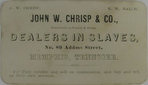 SLAVERY & ABOLITION BUSINESS CARD JOHN W. CHRISP