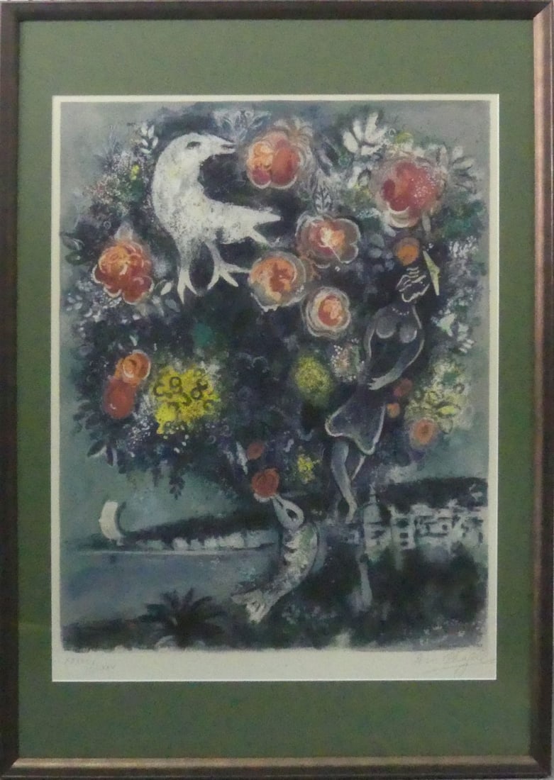 MARC CHAGALL 'ANGEL BAY WITH A BOUQUET OF ROSES' (1 of 6)