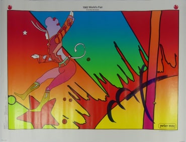 PETER MAX 1982 WORLD'S FAIR SIGNED POSTER