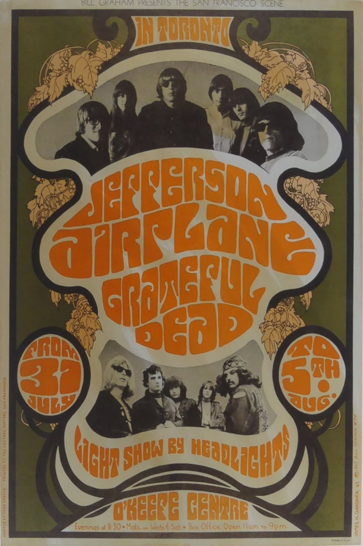 JEFFERSON AIRPLANE / GRATEFUL DEAD CONCERT POSTER (1 of 5)