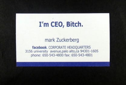 MARK ZUCKERBERG FACEBOOK BUSINESS CARD