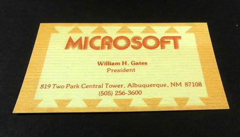 BILL GATES MICROSOFT BUSINESS CARD