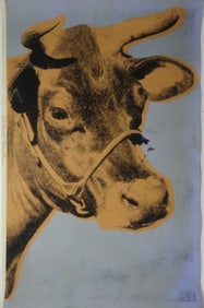 ANDY WARHOL 'COW' BROWN ON BLUE LITHOGRAPH