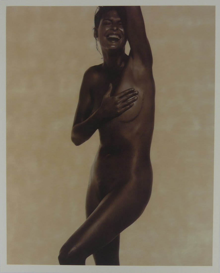 KARL LAGERFELD 'LINDA EVANGELISTA' PHOTO LITHO: Karl Lagerfeld 'Linda Evangelista' offset lithograph. Marked to verso. Sheet measures 14" x 11 3/8".