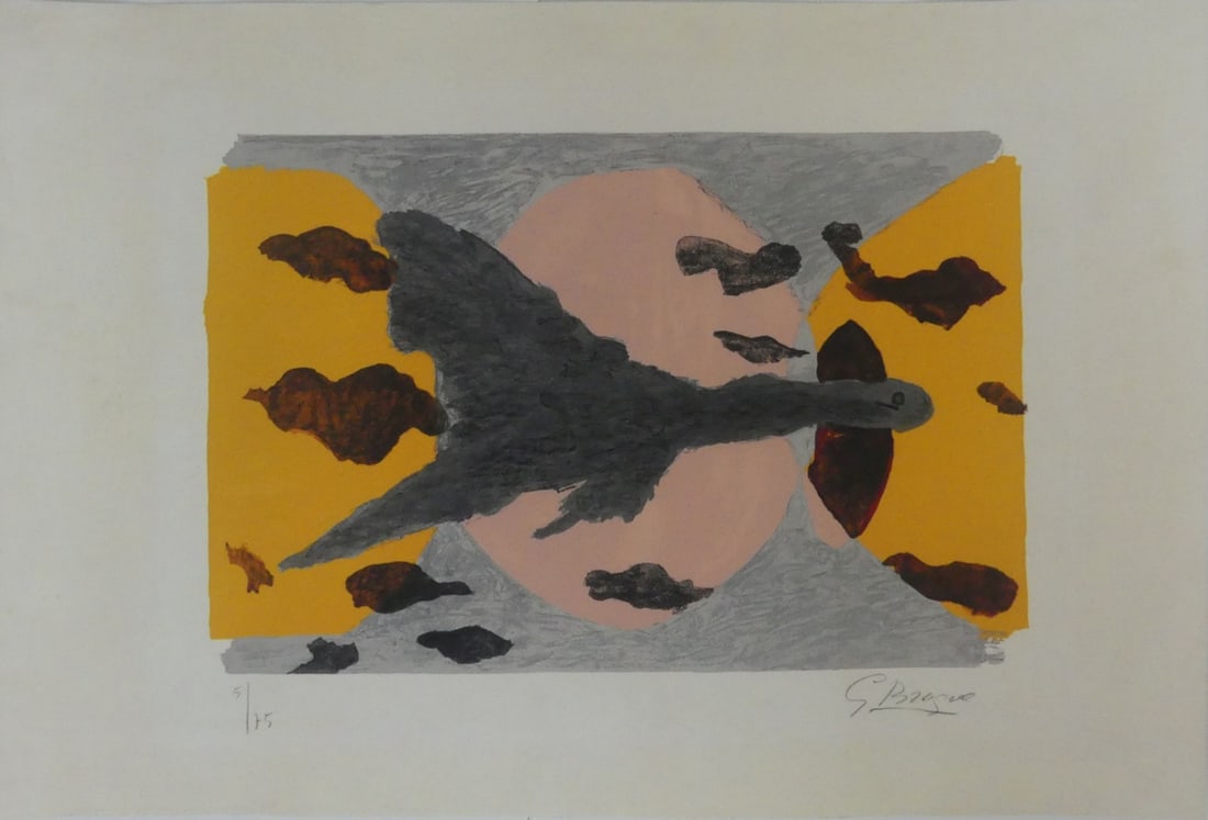 GEORGES BRAQUE 'EQUINOXE': Georges Braque 'Equinoxe' print in colors. After the original plate. Signed and numbered 5/75 in the plate to lower margin. Sheet measures 31 1/2" x 21 3/8".