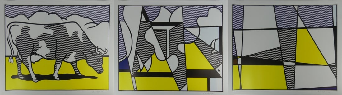 ROY LICHTENSTEIN 'COW GOING ABSTRACT' TRIPTYCH (1 of 16)