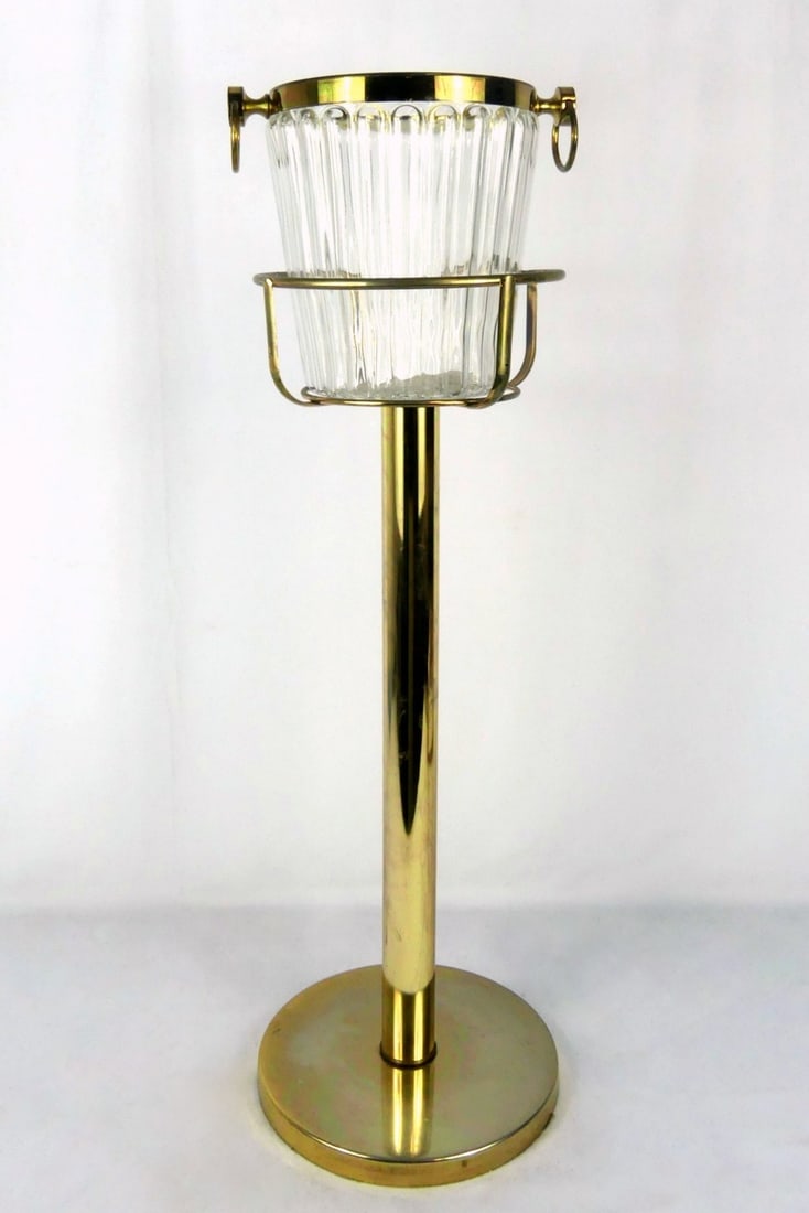 MID-CENTURY BRASS CHAMPAGNE COOLER & STAND (1 of 9)