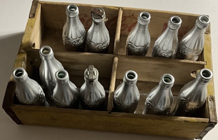 ANDY WARHOL 'YOU'RE IN' COCA COLA BOTTLES w CRATE