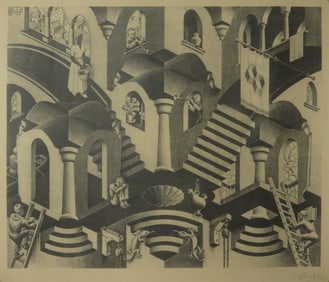 M.C. ESCHER 'CONVEX AND CONCAVE' SIGNED LITHOGRAPH