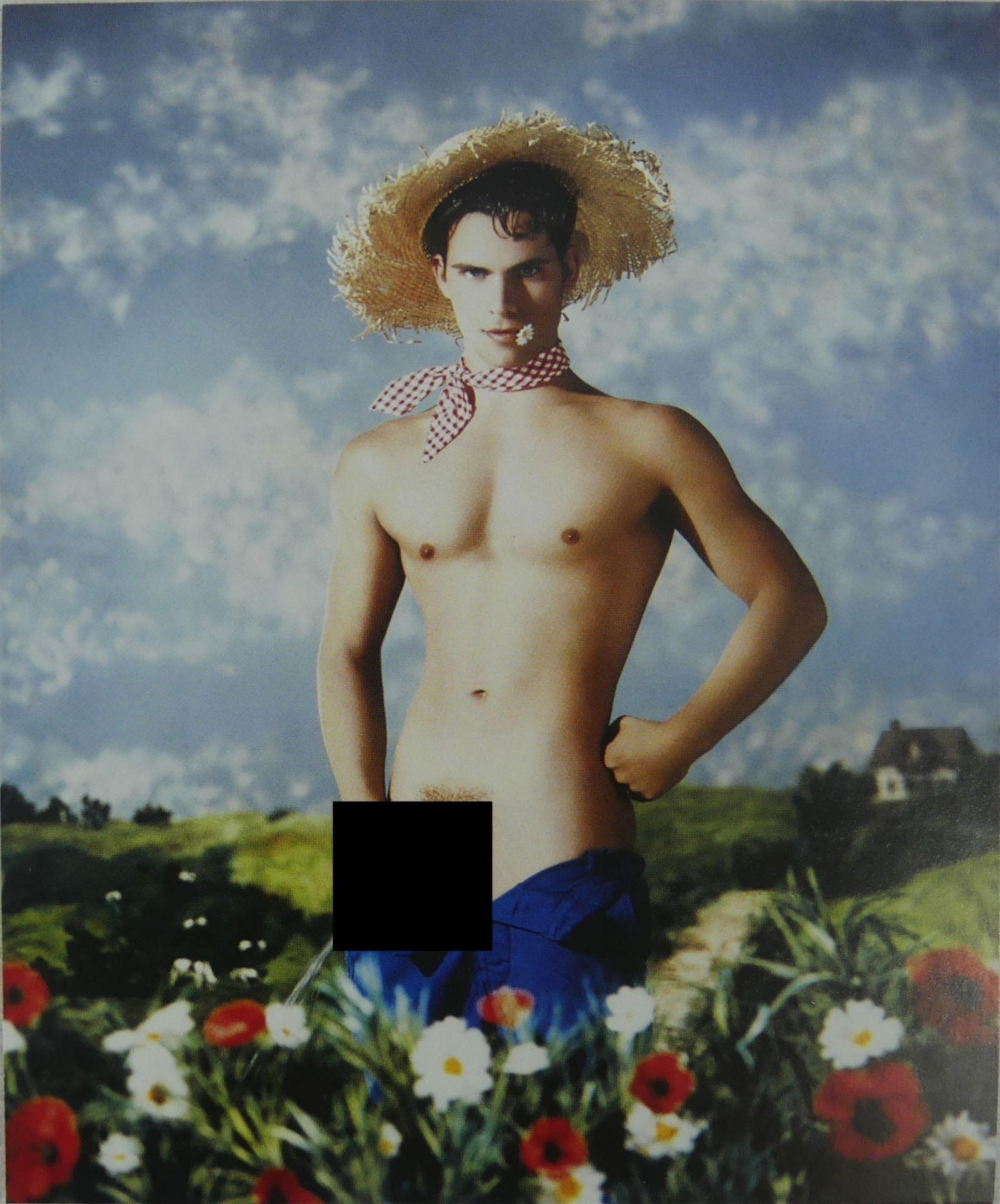 PIERRE ET GILLES 'MALE NUDE' PHOTO LITHO: Pierre et Gilles (Pierre Commoy and painter Gilles Blanchard) 'Male, Nude' photo lithograph. Mounted. Sheet measures 5 3/4" x 4 5/8