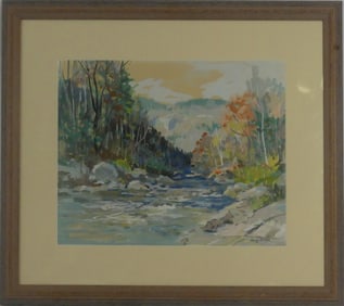 GEORGE DINCKEL 'RIVERSCAPE' WATERCOLOR ON PAPER
