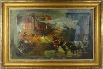 ROY SPAFFORD 'DIA DE MERCADO' OIL ON BOARD