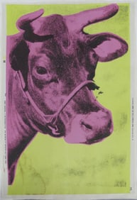 ANDY WARHOL 'COW' PINK ON GREEN LITHOGRAPH
