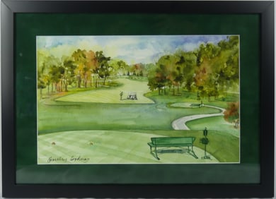 AFTER DAVID HOCKNEY 'GOLF COURSE' WATERCOLOR