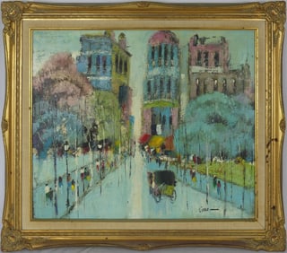 PARISIAN STREET SCENE OIL PAINTING / CANVAS SIGNED