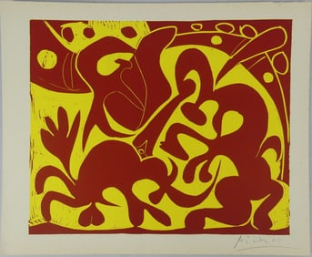 PICASSO 'PIQUE, ROUGE ET JAUNE' SIGNED LINOCUT