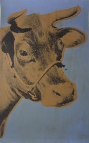 ANDY WARHOL 'COW' BROWN ON BLUE LITHOGRAPH