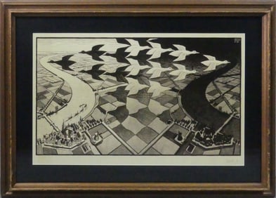 M.C. ESCHER 'DAY & NIGHT' SIGNED OFFSET LITHOGRAPH
