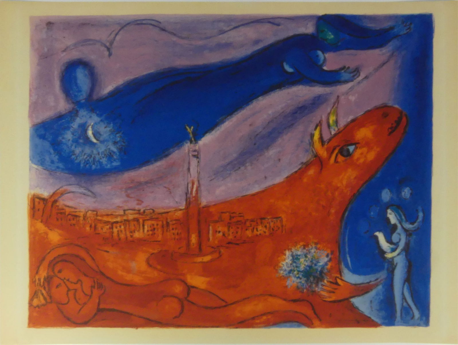 MARC CHAGALL 'LA BASTILLE' PRINT IN COLORS (1 of 5)
