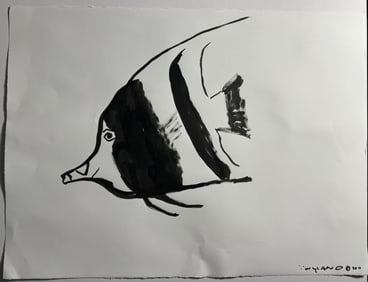 ROBERT WYLAND 'FISH' INK ON PAPER