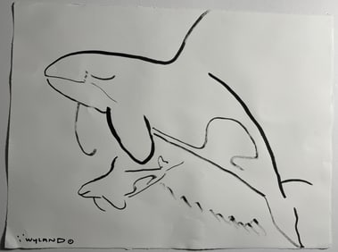 ROBERT WYLAND 'DOLPHINS' INK ON PAPER
