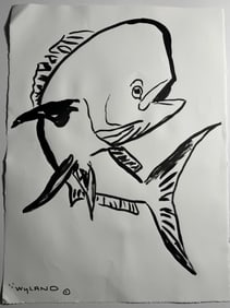 ROBERT WYLAND 'MAHI MAHI' INK ON PAPER