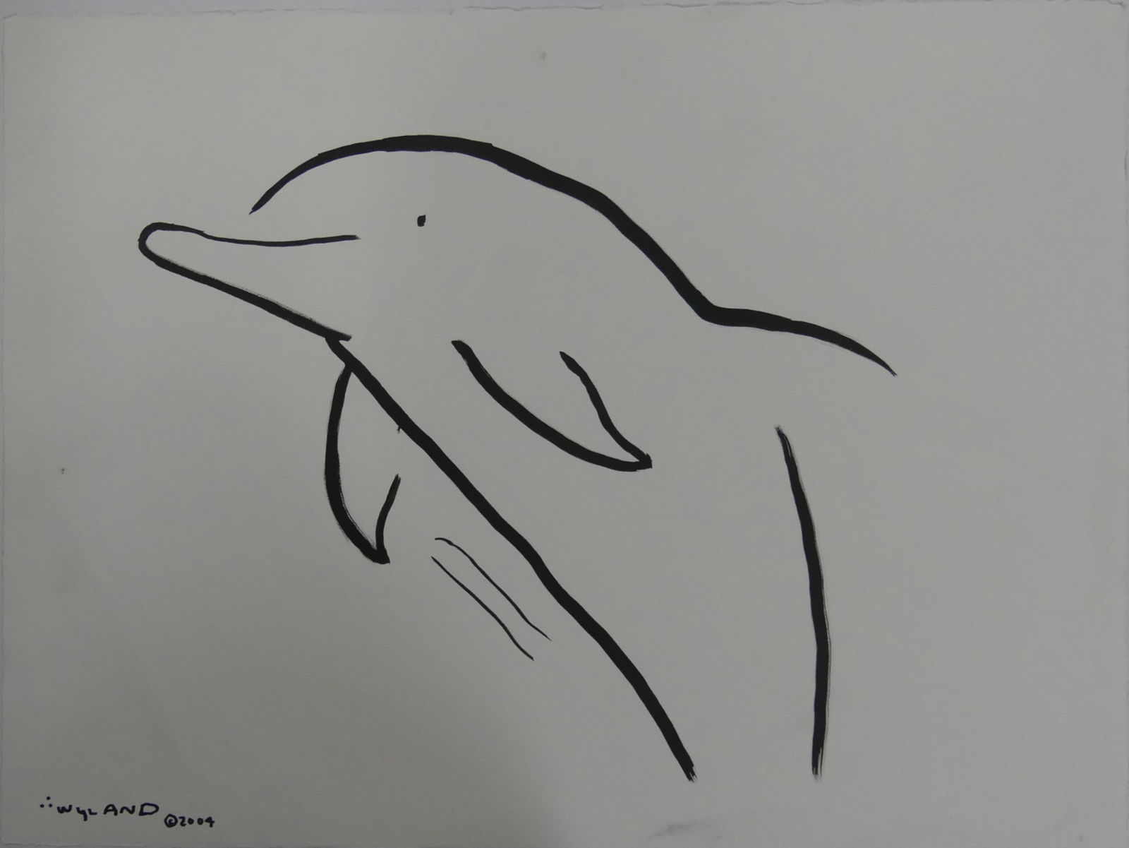 ROBERT WYLAND 'DOLPHIN' INK DRAWING ON PAPER (1 of 4)