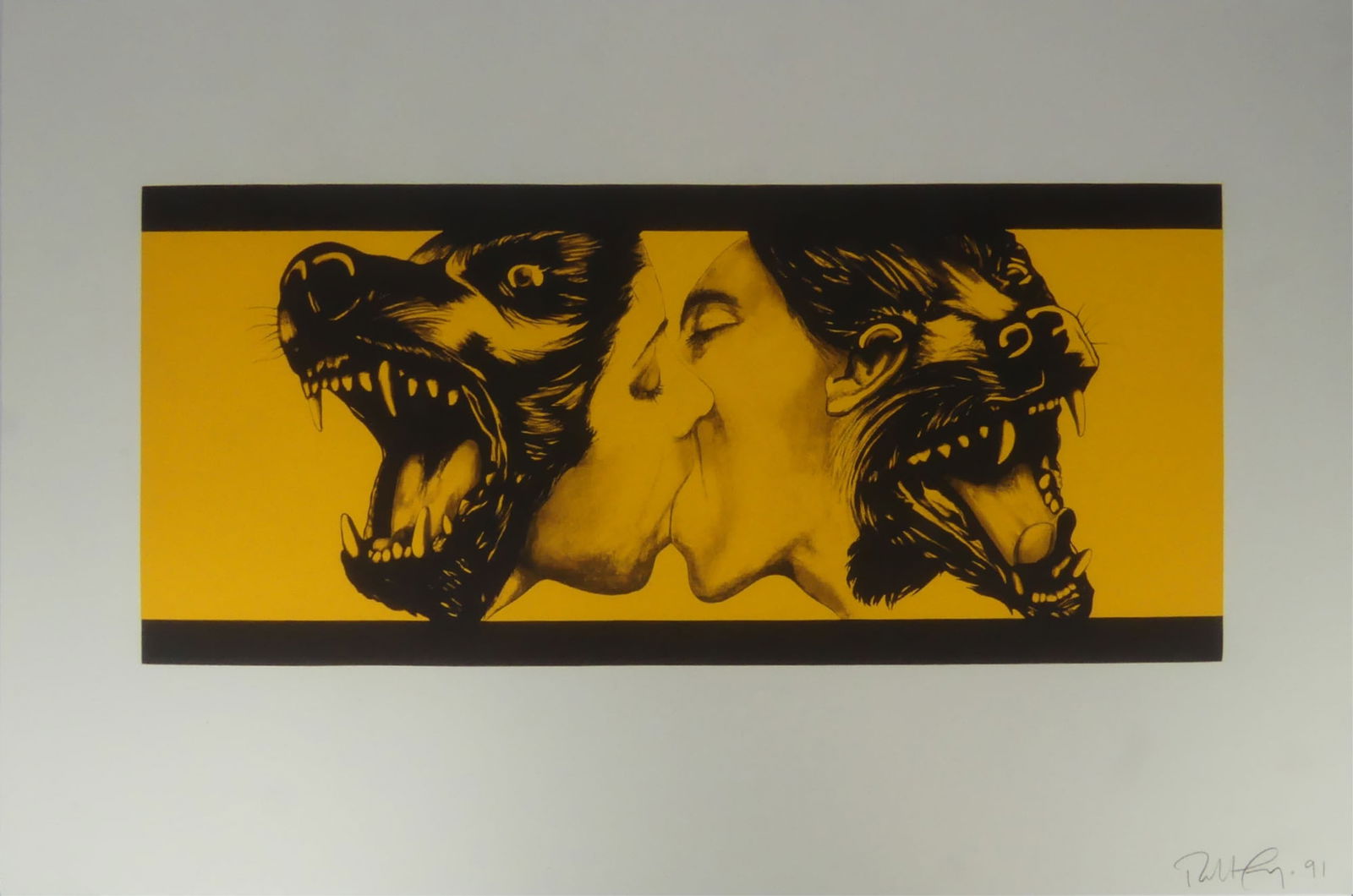 ROBERT LONGO 'STRONG IN LOVE (YELLOW)' LITHOGRAPH (1 of 5)