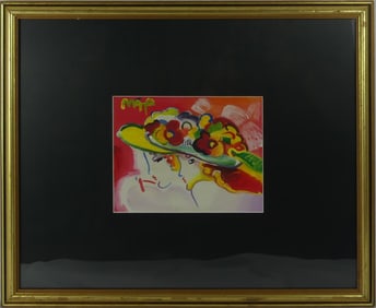 PETER MAX 'BLUSHING BEAUTIES' MIXED MEDIA PAINTING