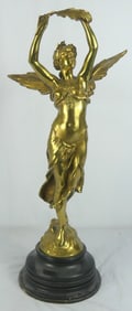 MATHURIN MOREAU GODDESS GILT BRONZE SCULPTURE