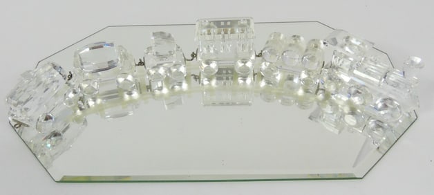 6pc SWAROVSKI CRYSTAL TRAIN FIGURINE w MIRROR