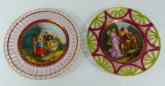 2pc GERMAN OPENWORK PORCELAIN PLATES