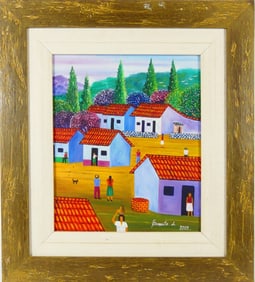 ERNESTO LOPEZ FOLK ART ACRYLIC PAINTING ON BOARD