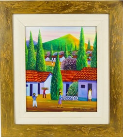 ERNESTO LOPEZ FOLK ART ACRYLIC PAINTING ON BOARD