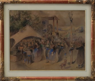 19th C GERMAN WATERCOLOR ON PAPER ATTR SPITWEG